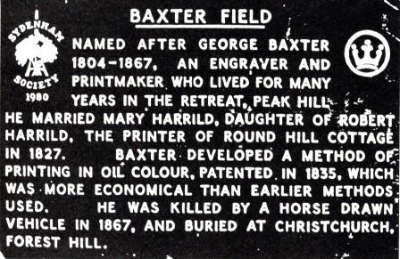 Plaque erected in the memory of George Baxter by the Sydenham Society